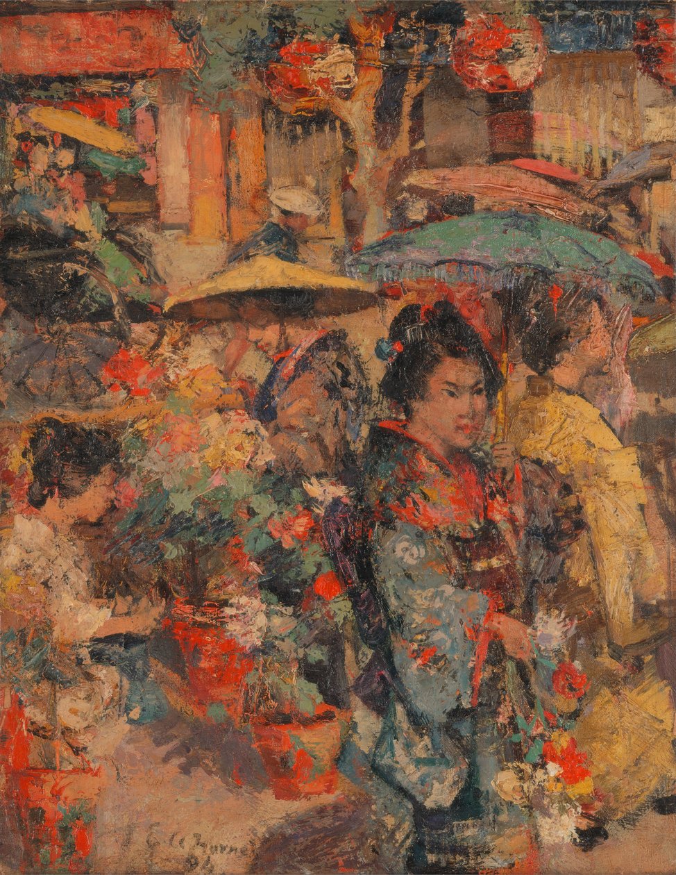 Květinový trh, Nagasaki od Edward Atkinson Hornel