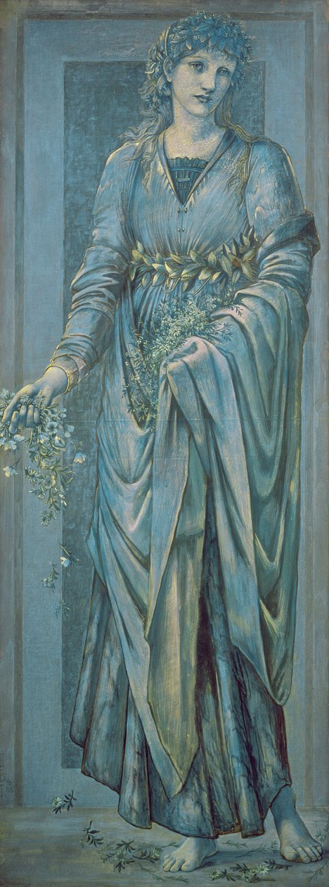 Flora (kvaš a zlatá barva na papíře) od Edward Burne Jones