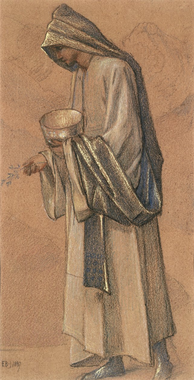 Král Baltazar, 1887 (barevné křídy a zlato) od Edward Burne Jones