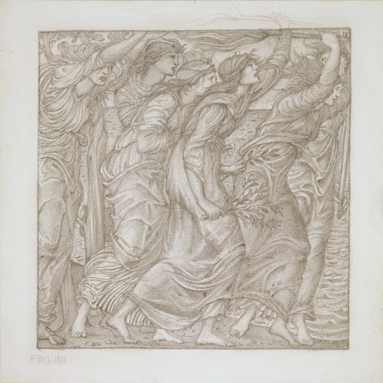 No.1183-5 The Burning of the Ships, ilustrace k Virgilově `Aeneid`, 1874 (tužka) od Edward Burne Jones