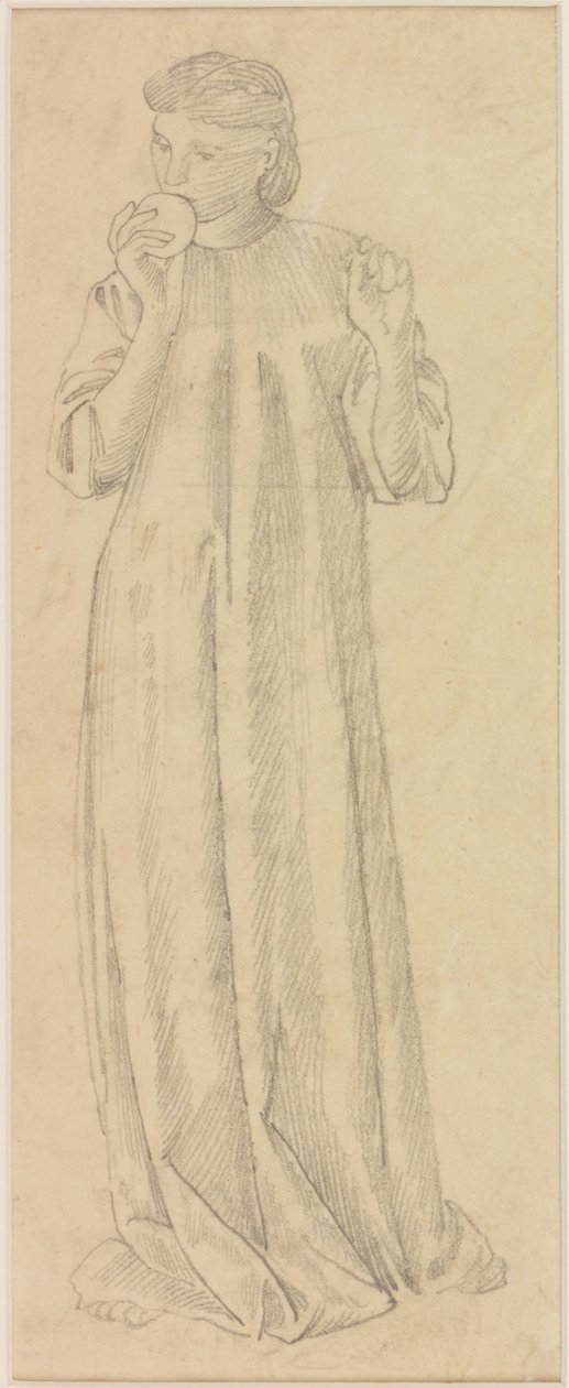 Ženská postava s jablkem (tužka na papíře (obkreslování)) od Edward Burne Jones