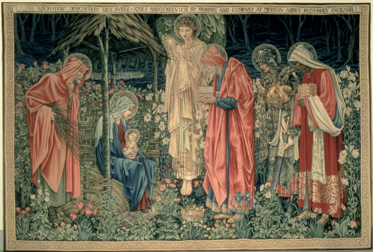 Klanění tří králů, vyrobený William Morris and Co., Merton Abbey (ručně tkaná tapisérie z vlny) od Edward Burne Jones