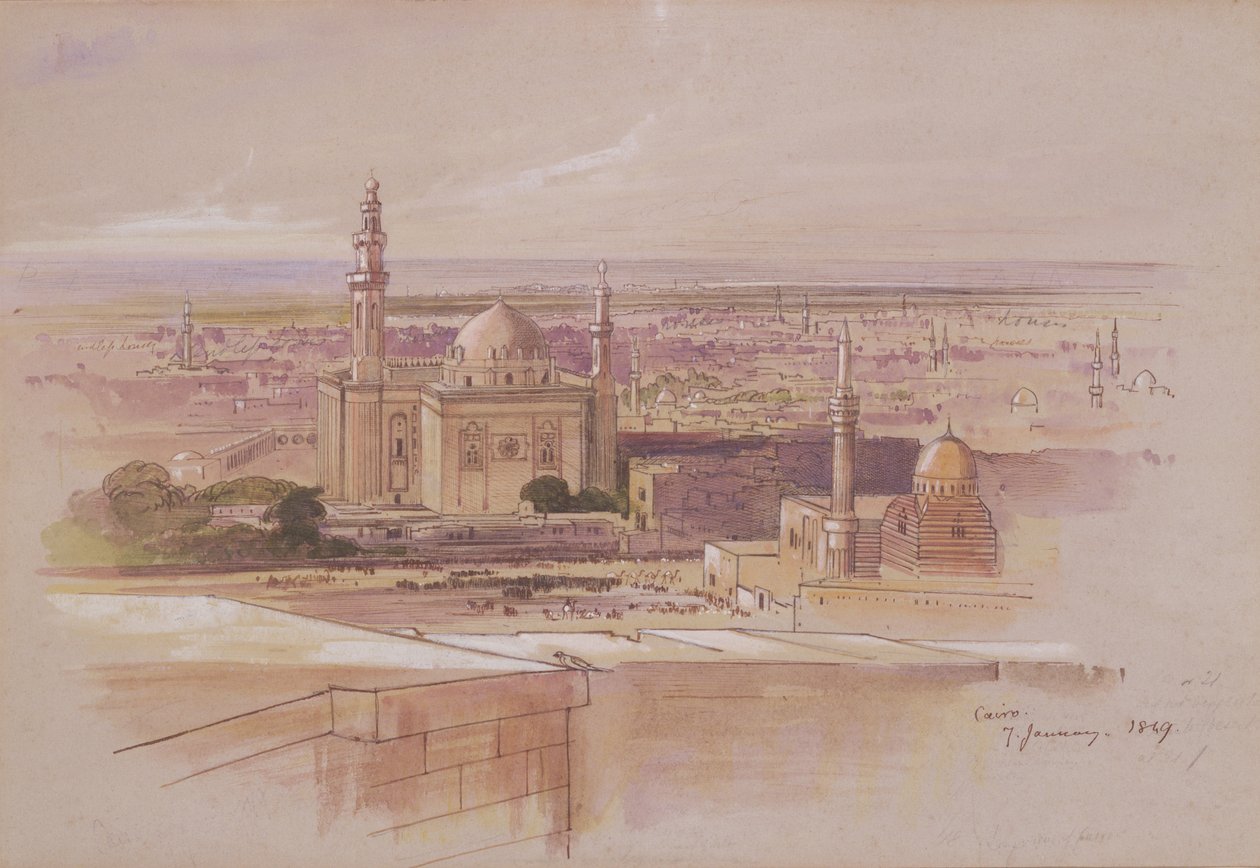Mešita Agra, Káhira, 1849 od Edward Lear