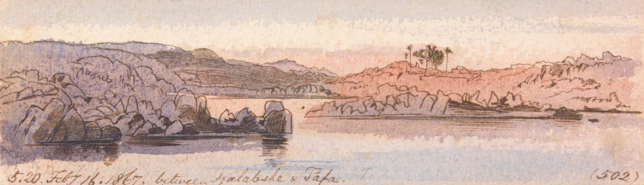 Mezi Kalabshee a Tafou, 5–20 hod., 16. února 1867 (502) od Edward Lear