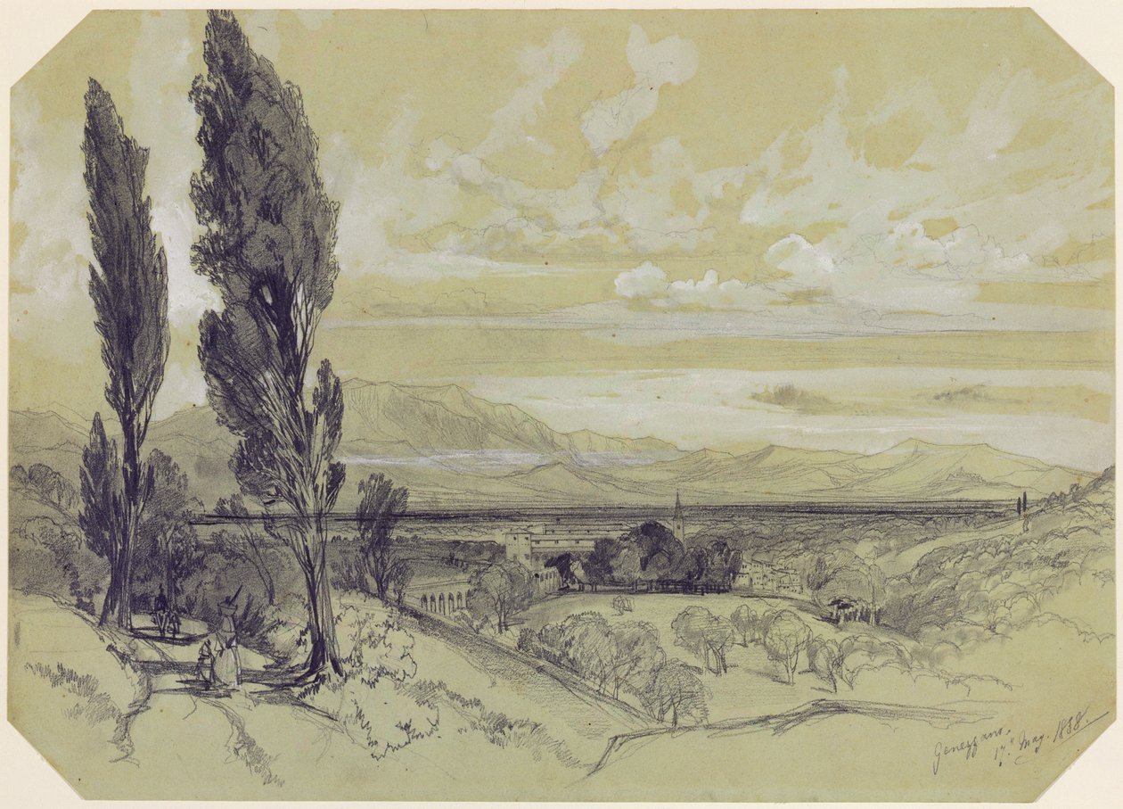 Genazzano, 17. května 1838 (grafit na papíře) od Edward Lear