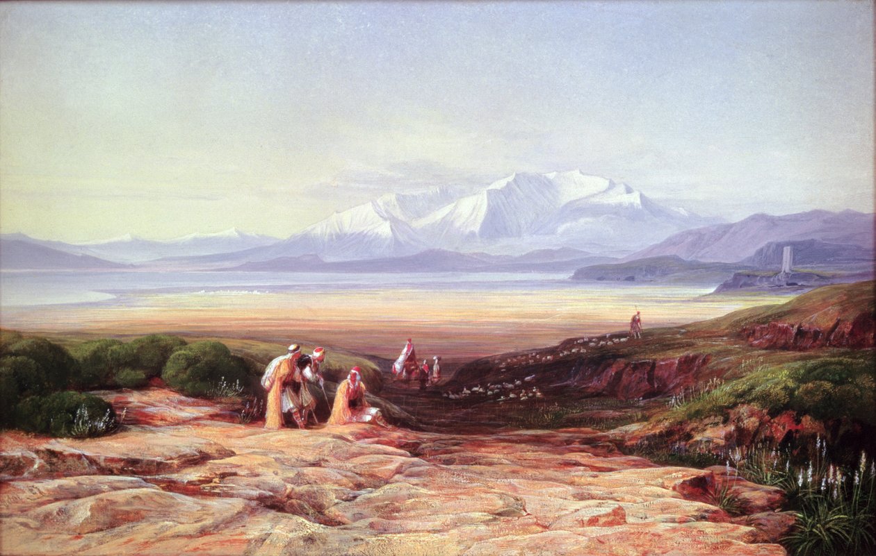 Hora Parnas, jezero Cephissus a pláně Boetia, Řecko, 1860 od Edward Lear