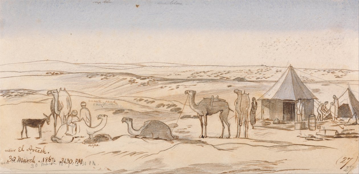 Blízko El Areesh, 15:30-30:30, 30. března 1867 (27) od Edward Lear