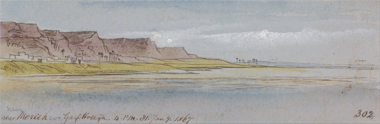 Poblíž Mereeh nebo Garf Hossayn, 16:00-31:00, 31. ledna 1867 (302) od Edward Lear