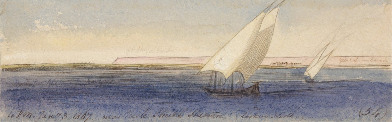Poblíž Nesle Sheikh Hassan, pohled na jih od Edward Lear