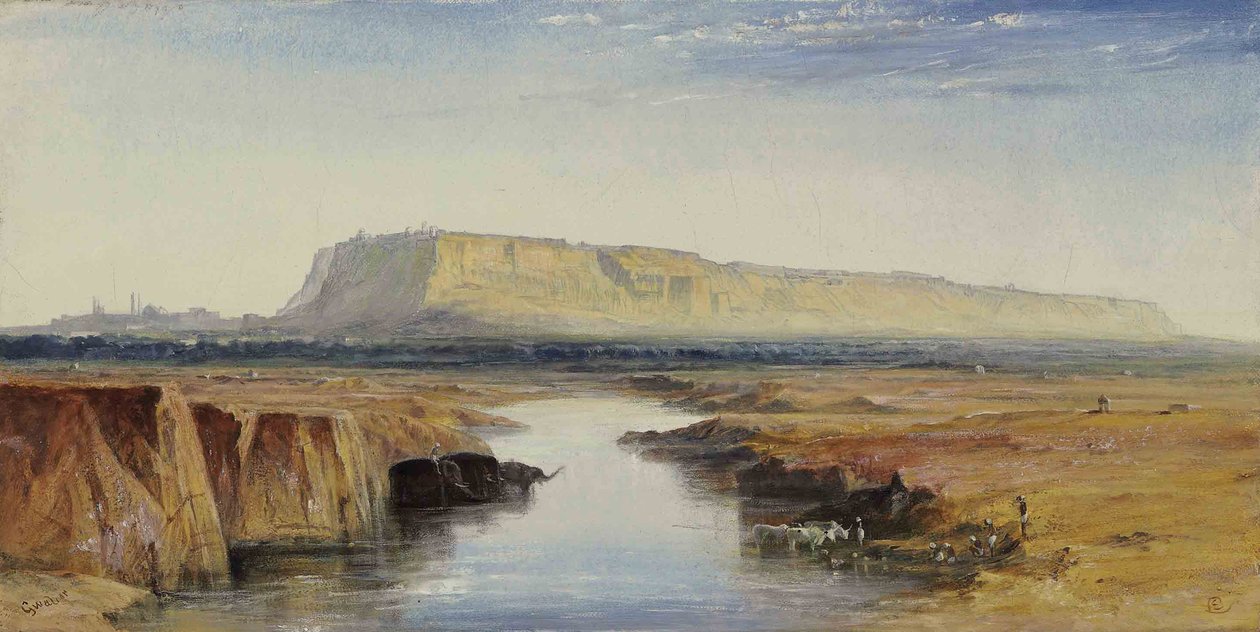 Pohled na Gwalior, Indie od Edward Lear