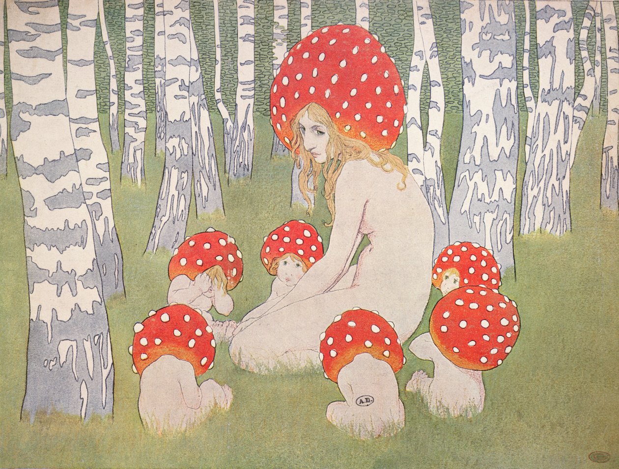 Matka Houba se svými dětmi, kolem roku 1900 od Edward Okun