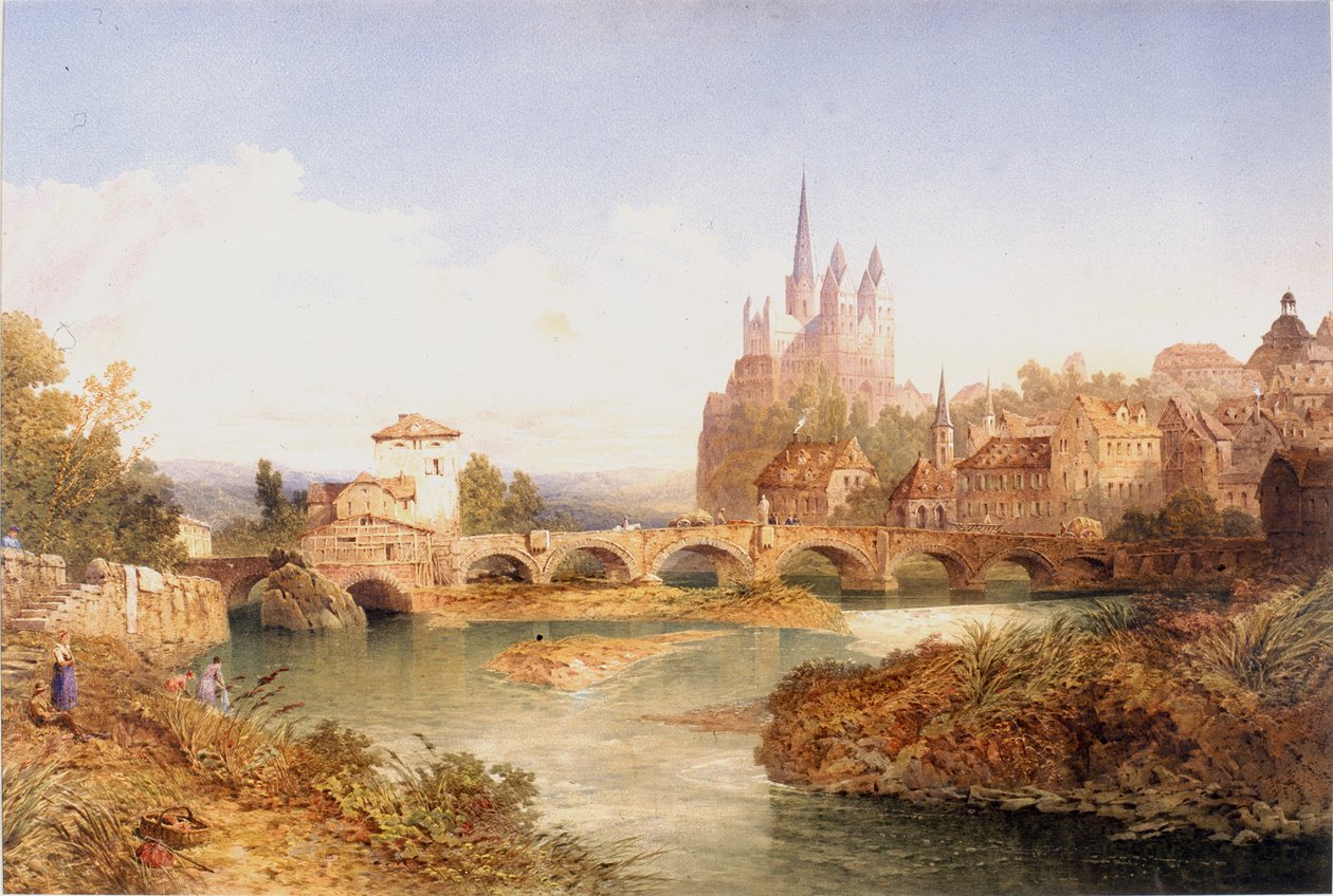 Limburg s katedrálou svatého Jiří (bodycolor a akvarel na papíře) od Edward Richardson