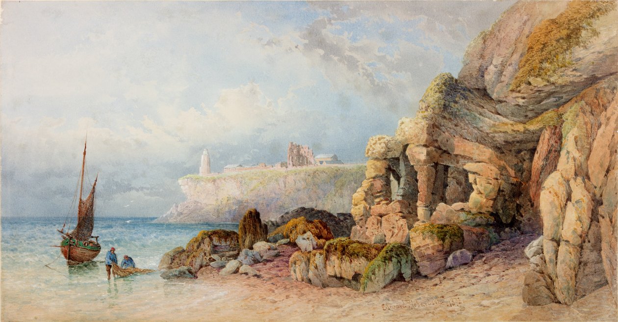 Tynemouthské převorství a maják ze severu (barva těla) od Edward Richardson