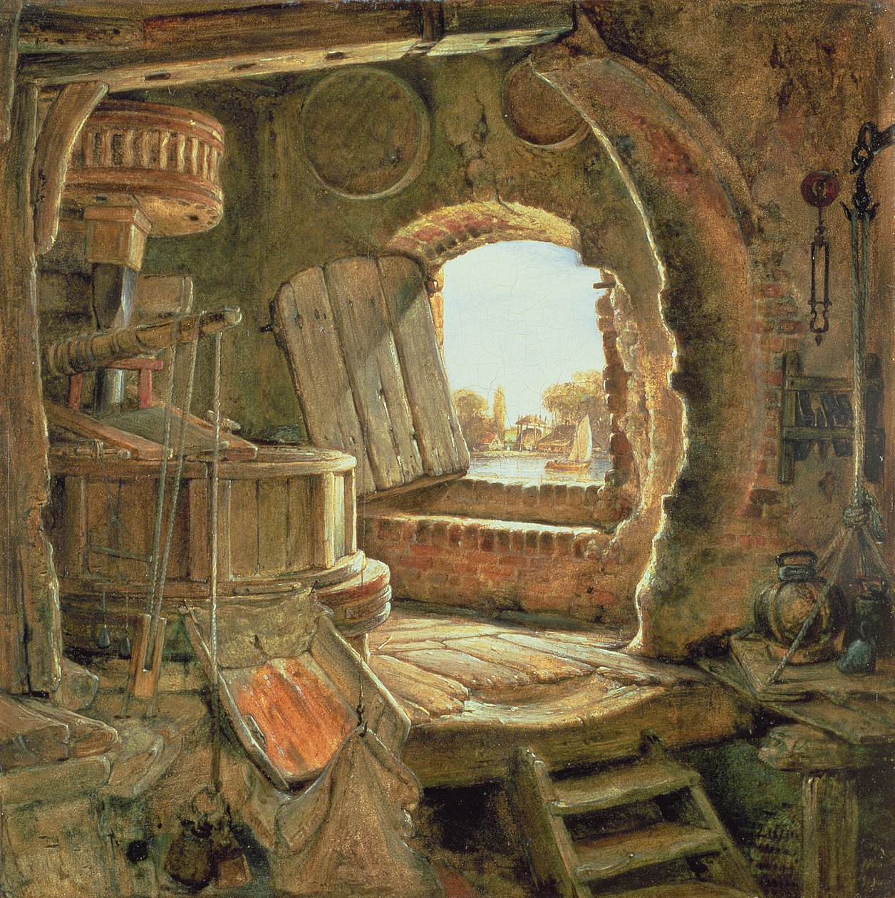 Rembrandtův Otcův mlýn, 1838 od Edward William Cooke