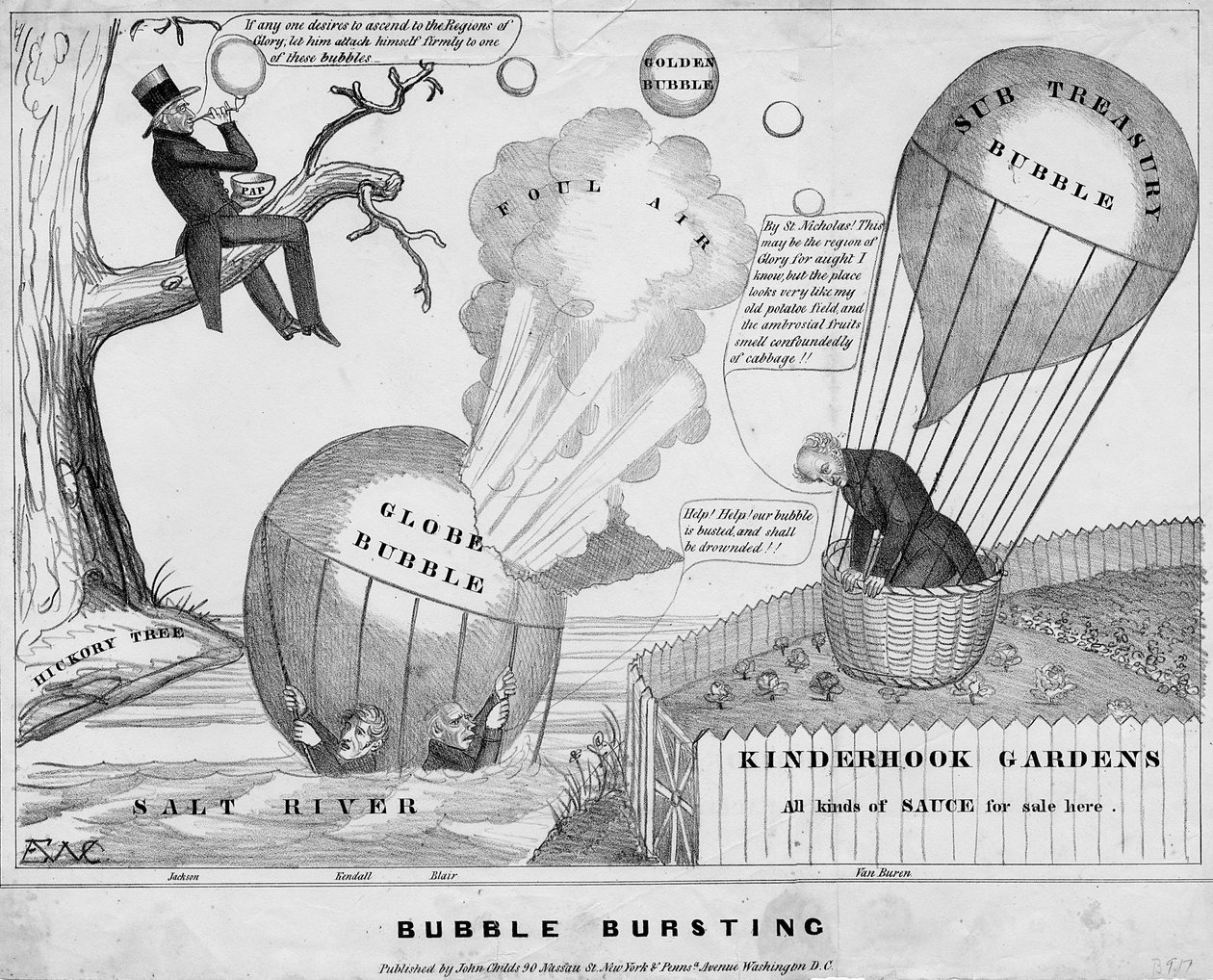 Bublina praská, vydal John Childs, New York a Washington DC, cca 1840, od Edward Williams Clay