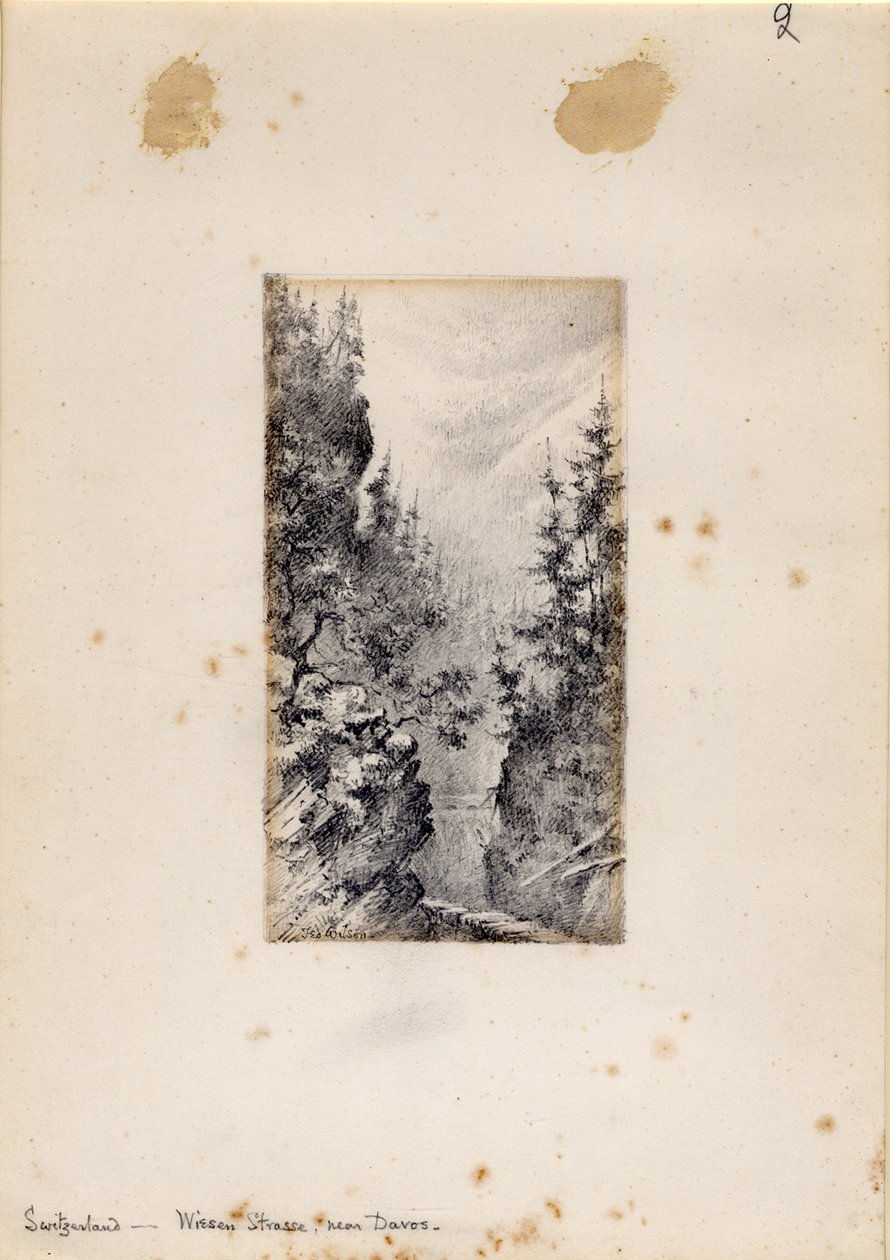 Wiesen Strasse u Davosu, Švýcarsko, 1898-99 od Edward Adrian Wilson