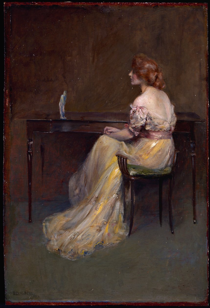 Soška (olej na desce) od Edward August Bell