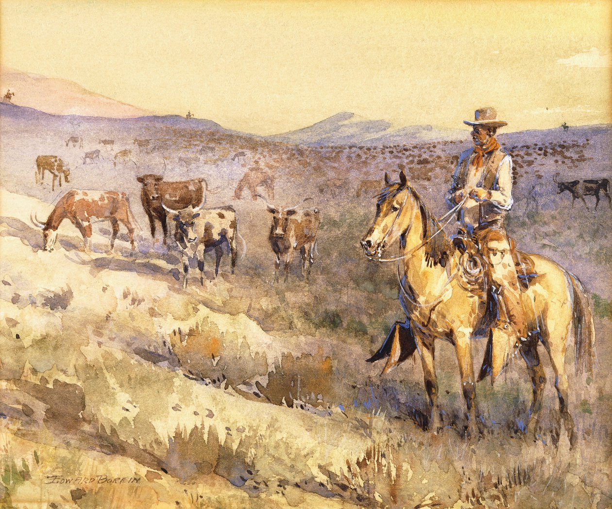 Pasoucí se dobytek od Edward Borein