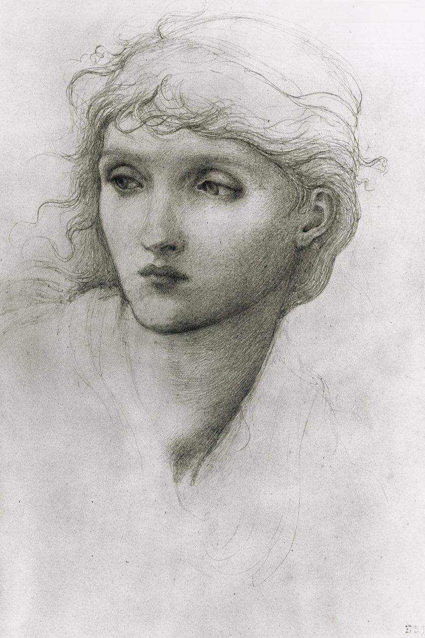 Studie dívčí hlavy od Edward Burne Jones
