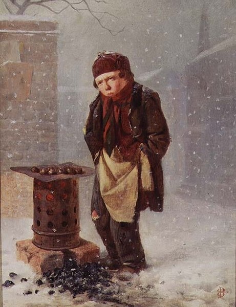 Prodejce kaštanů (olej) od Edward Charles Barnes