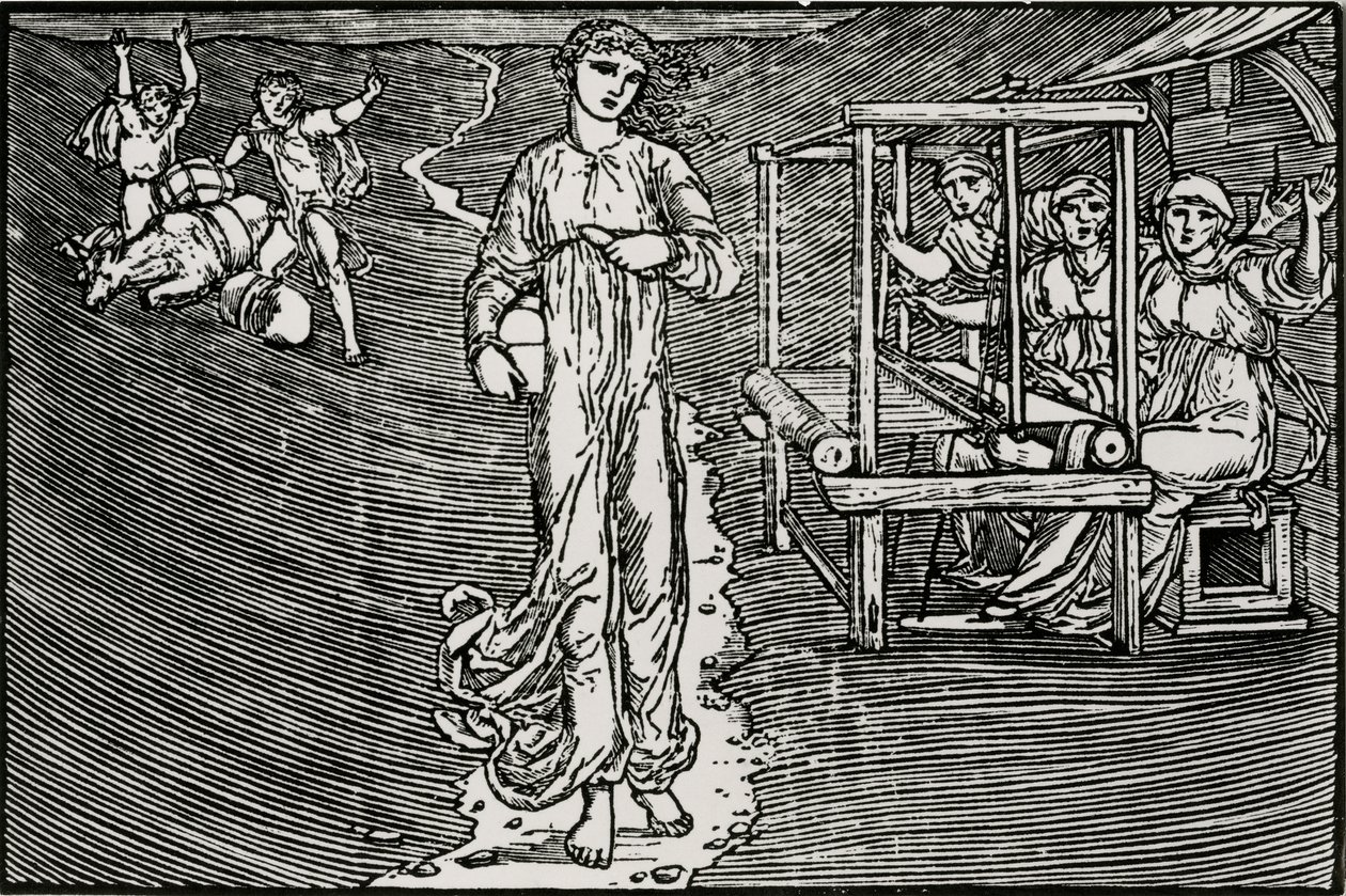Tkalcovské ženy od Edward Coley (after) Burne Jones
