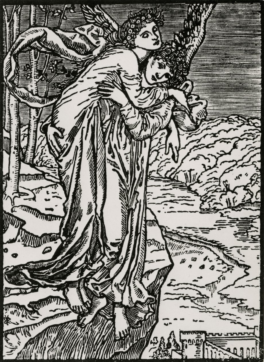 Zephyr a Psyche od Edward Coley (after) Burne Jones