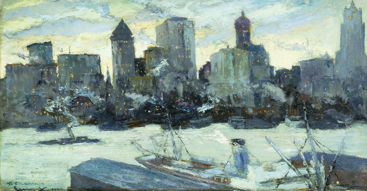 Newyorský přístav v zimě od Edward Cucuel