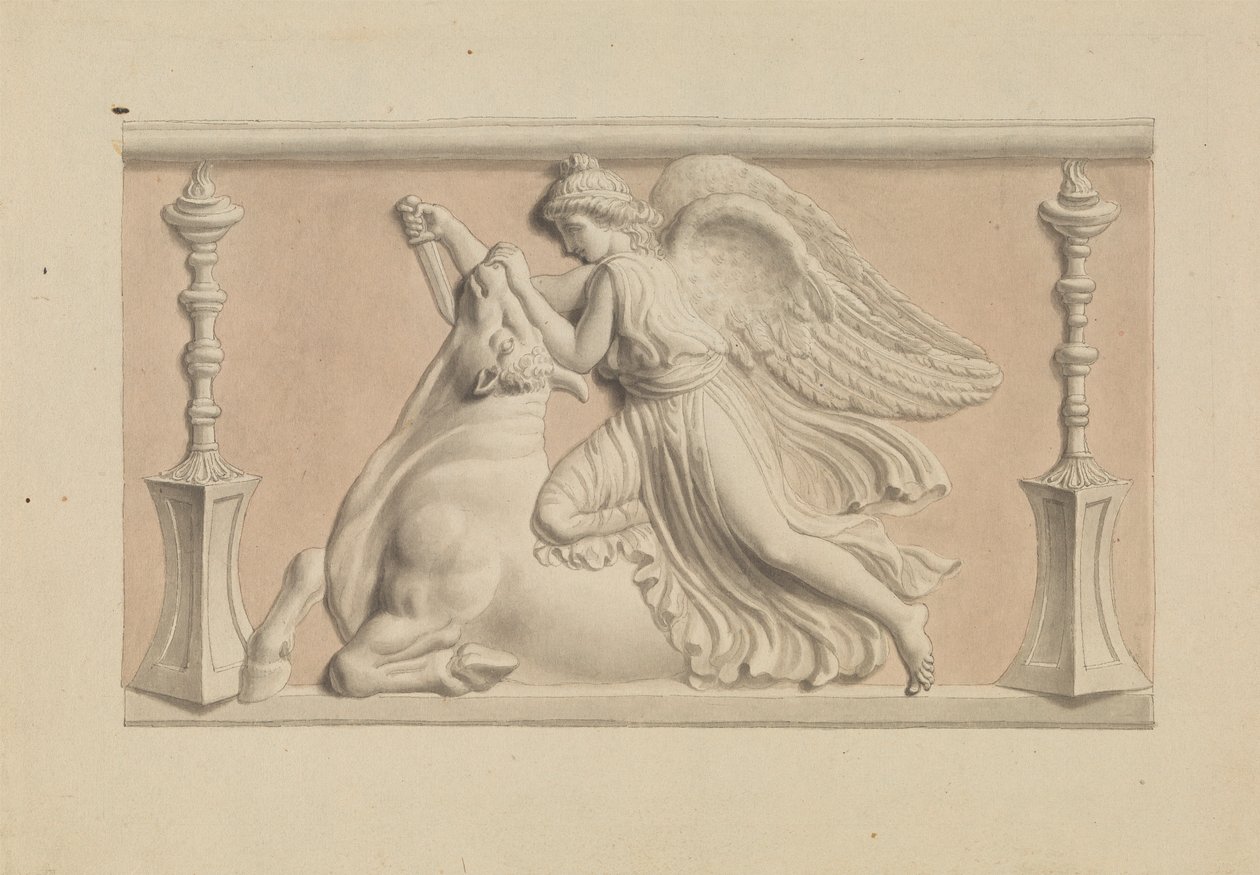 Okřídlená postava zabíjející býka od Edward Francis Burney