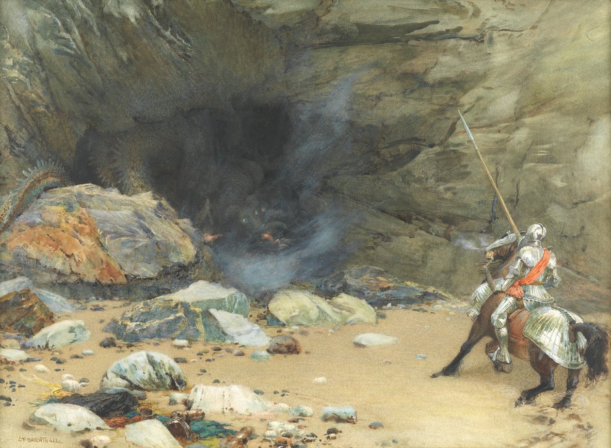 The Dragons Cave (wc na papíře) od Edward Frederick Brewtnall