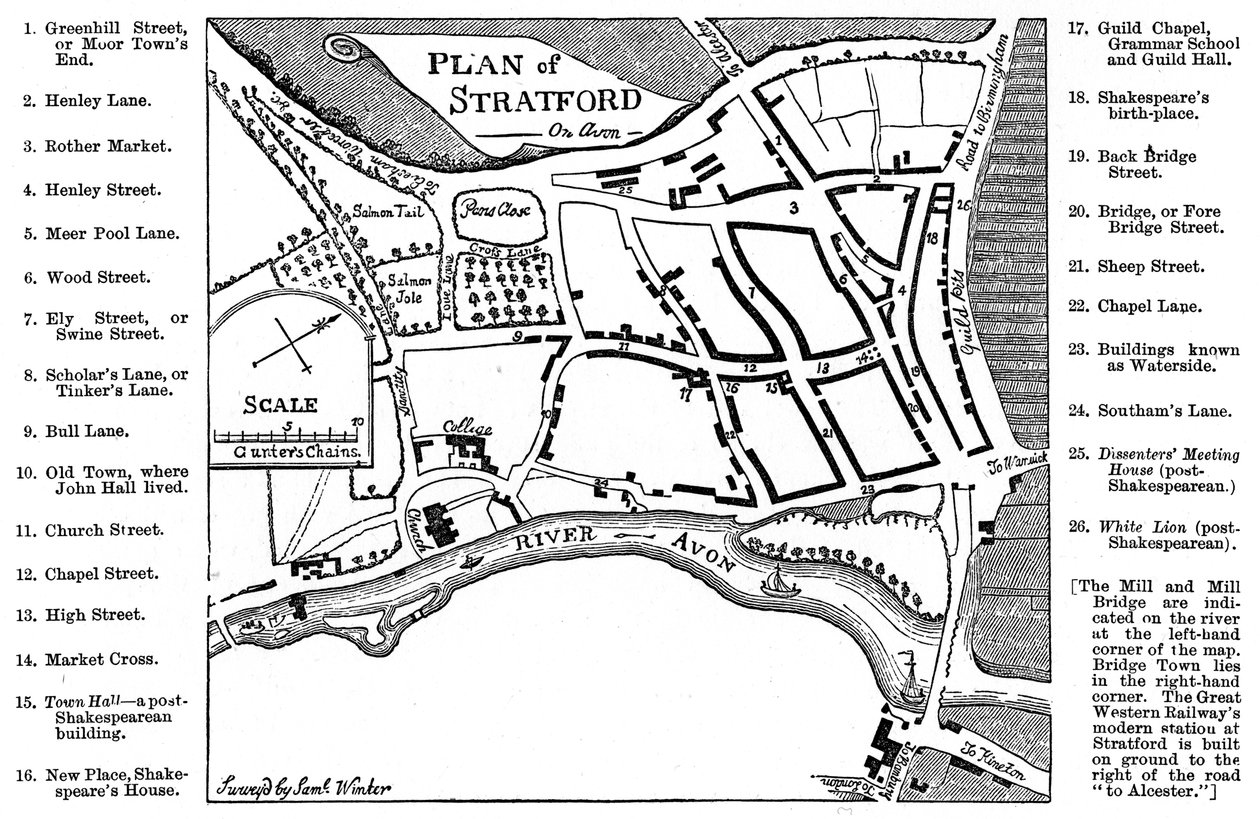 Mapa Stratford-upon-Avon, Warwickshire, 1759 1885. od Edward Hull