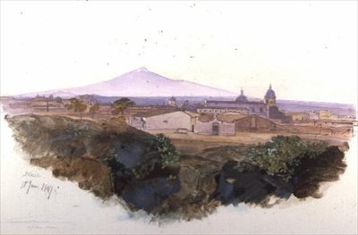 Catania: 1847 (pero, inkoust a kvaš) od Edward Lear