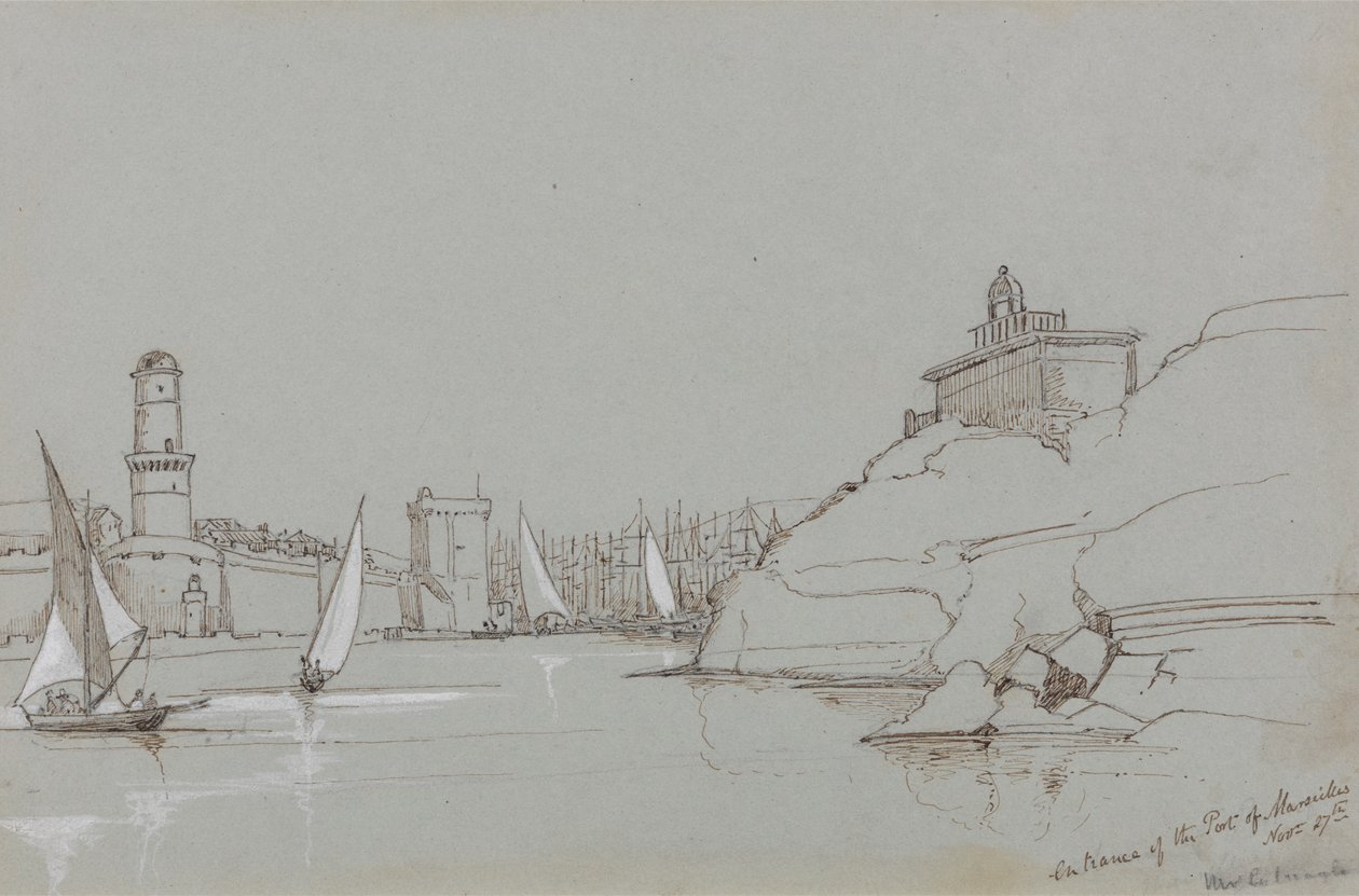Vjezd do přístavu Marseille od Edward Lear