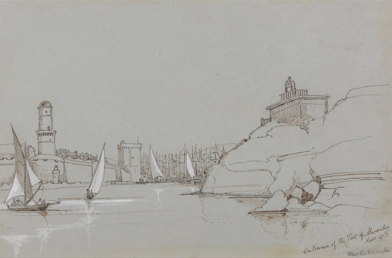 Vjezd do přístavu Marseille od Edward Lear