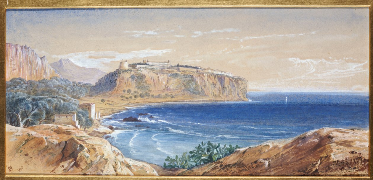 Monako z Cap d"Ail, 1865 od Edward Lear