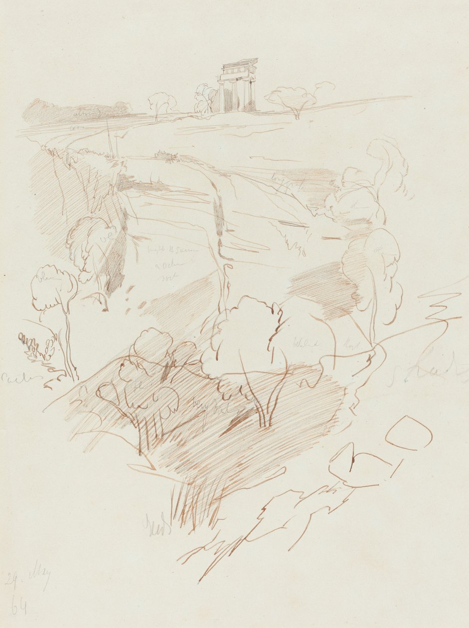 Zničený chrám na kopci, 1864. od Edward Lear