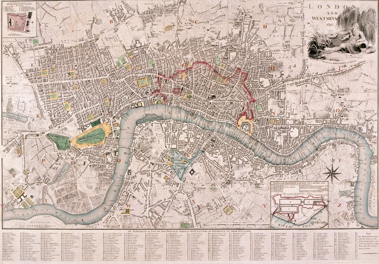 Mapa Londýna, 1797 od Edward Mogg