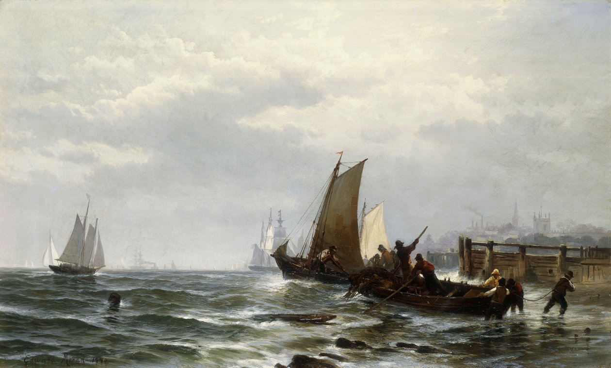Newcastle na Delaware, 1872 od Edward Moran