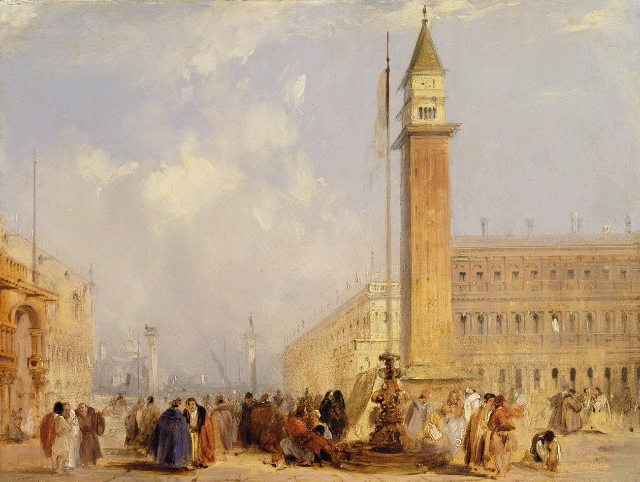 Piazzetta, Benátky (olej na palubě) od Edward Pritchett