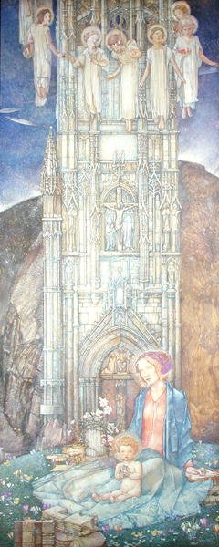 Gotická věž (pastel na papíře) od Edward Reginald Frampton