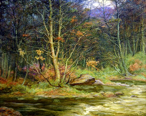 A Woodland Rivulet (olej na plátně) od Edward Steel Harper