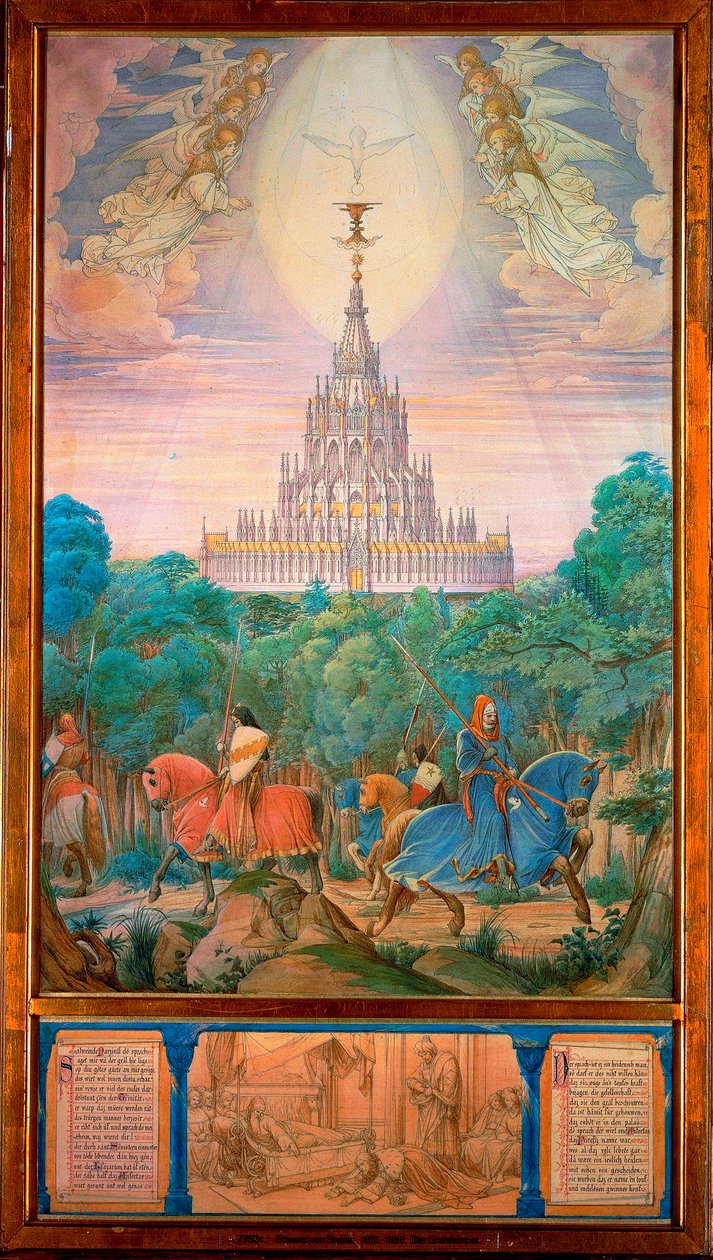 Chrám svatého grálu (akvarel) od Edward von Steinle