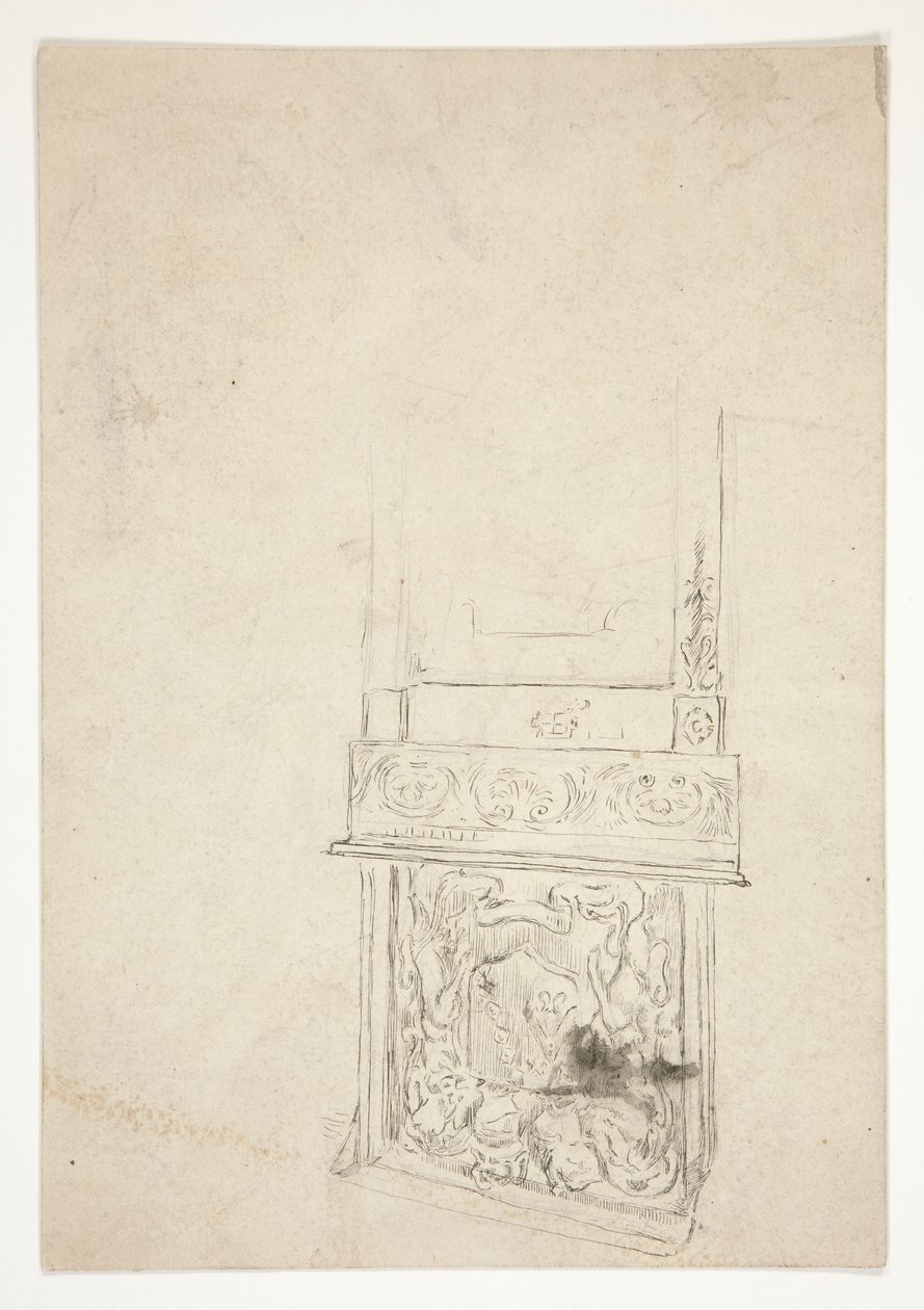 Interiérová studie komínového dílu od Edwin Austin Abbey