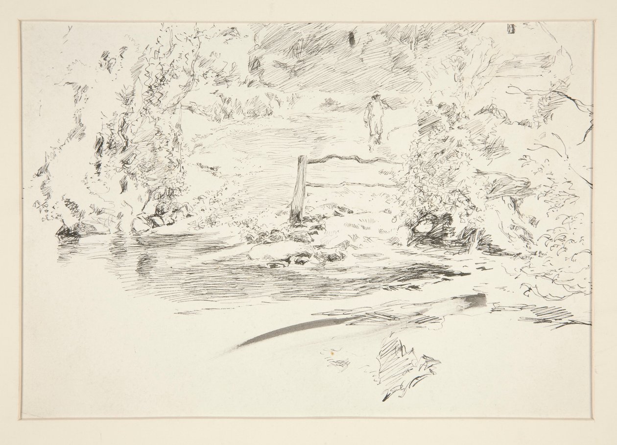 Krajina s postavou od Edwin Austin Abbey