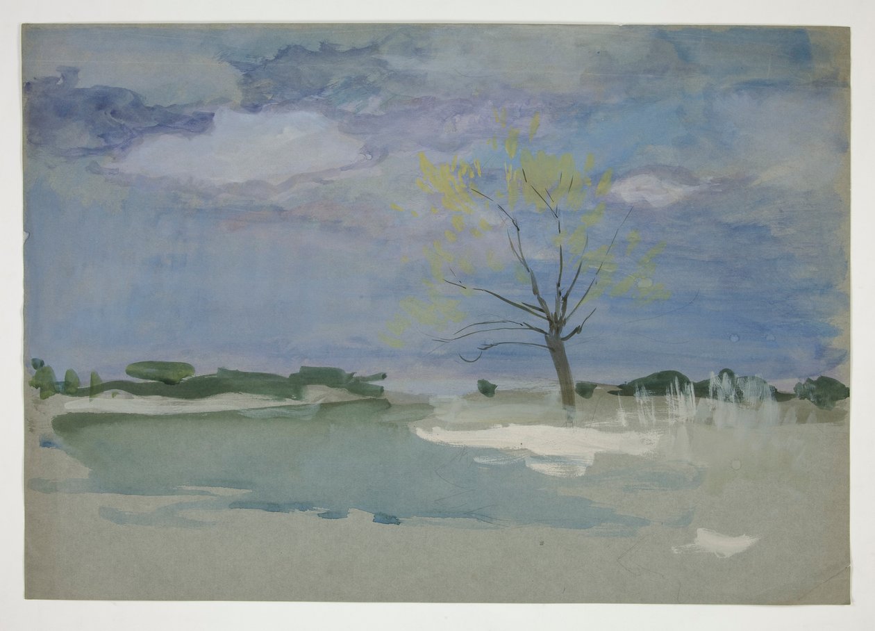 Krajina se stromem od Edwin Austin Abbey