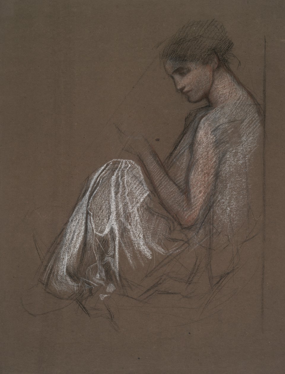 Sedící ženská postava. od Edwin Austin Abbey