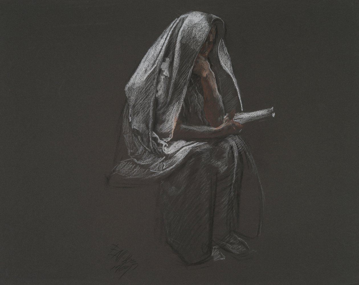 Sedící postava pro od Edwin Austin Abbey