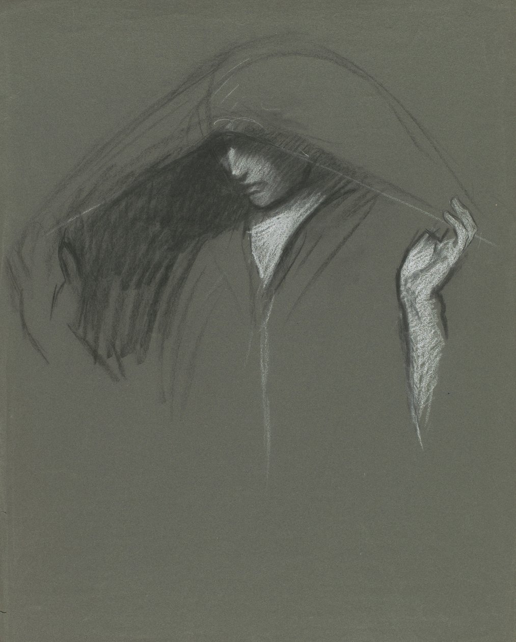 Studie zahalené hlavy od Edwin Austin Abbey