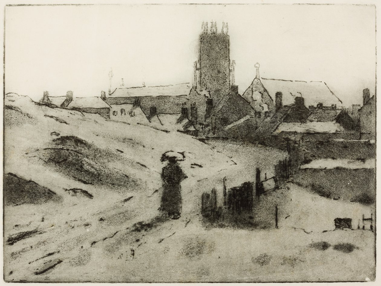Kostel Černé Země (lept) od Edwin Butler Bayliss