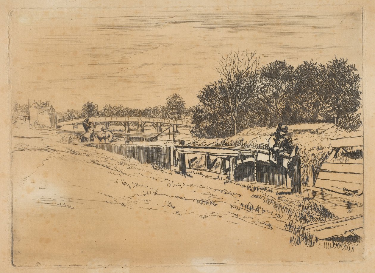 Whistler v Moulsey [Molesey Lock], [1861]. od Edwin Edwards