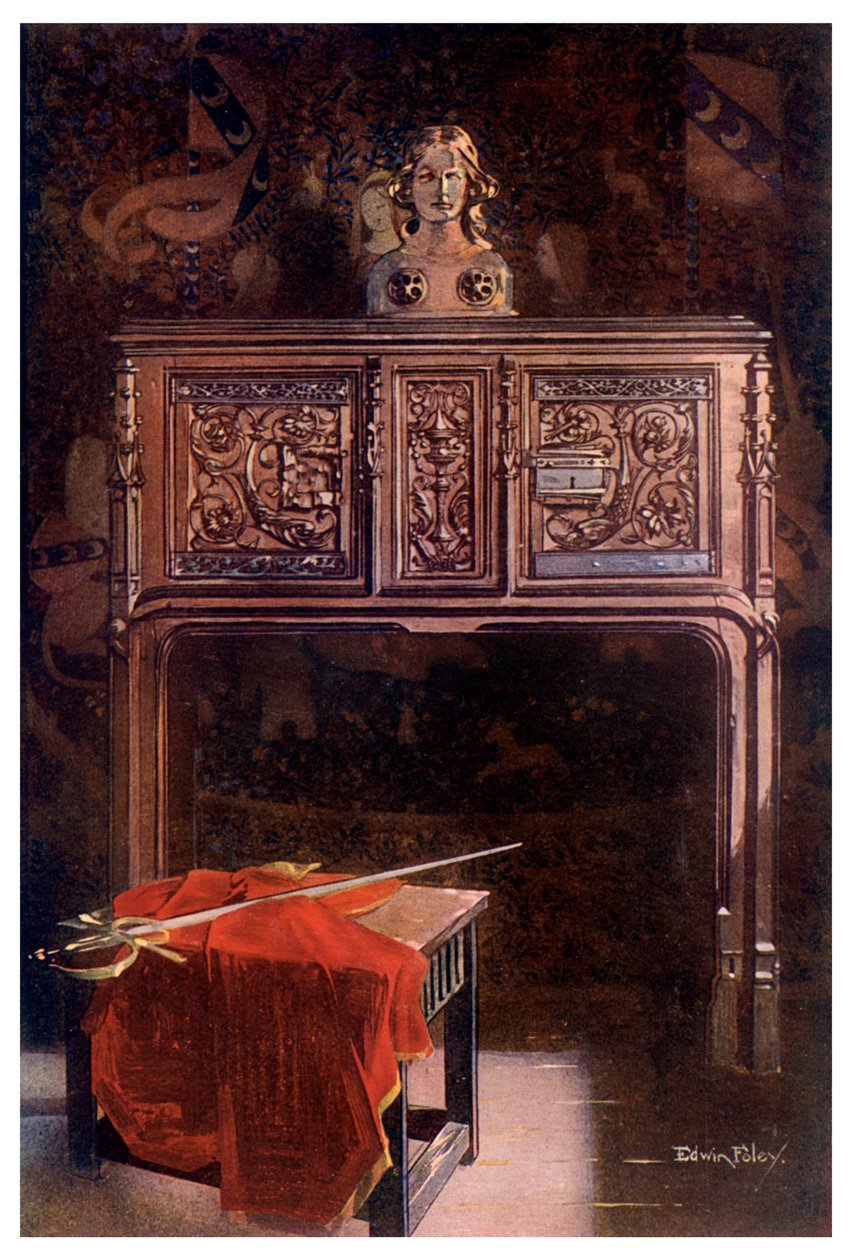 Vyřezávaný dub Lous XII dressoir, 1910. od Edwin Foley